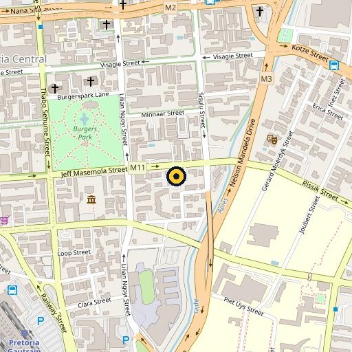 Map showing 323 Jeff Masemola Street, Pretoria Central